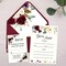 DORIS HOME 25pcs Burgundy Fill-in Invitations Cards with Burgundy Rose and Envelope with Gold Border for Wedding,Engagement Invite